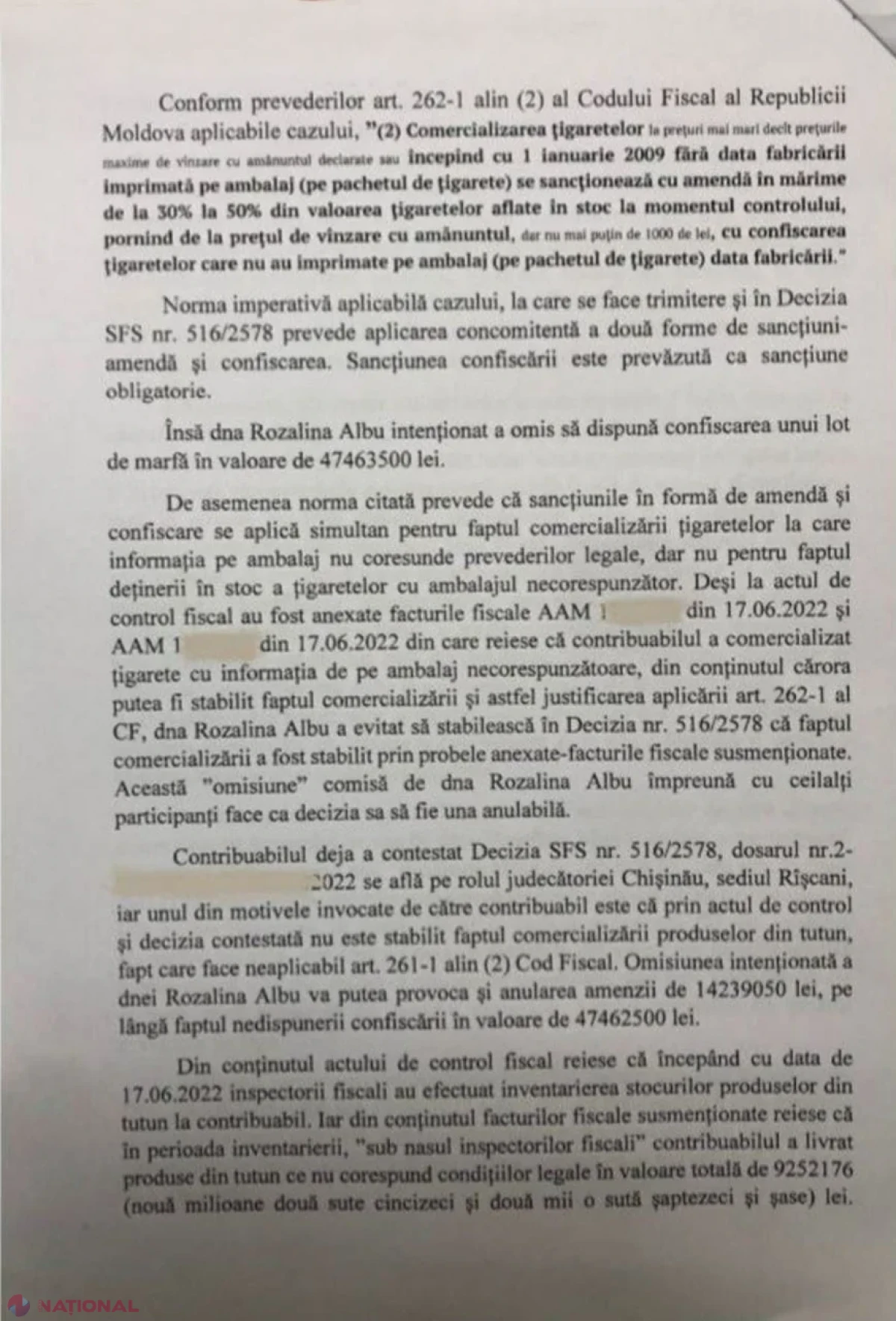 DOC // Șefa SFS, acuzată că ar fi prejudiciat statul cu circa 100 de MILIOANE de lei. Un membru al Consiliului pentru soluționarea disputelor din cadrul SFS a depus un DENUNȚ la Procuratura Anticorupție