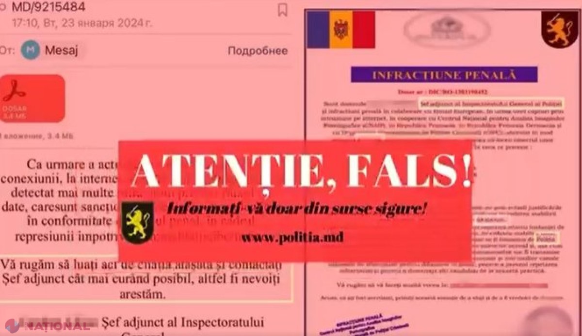 ATENȚIONARE // Escrocii folosesc imaginea Inspectoratului General al Poliției pentru pretinse citații despre infracțiuni sexuale și solicită bani de la victime pentru a le absolvi de pedeapsă. Cetățenii, îndemnați să fie vigilenți
