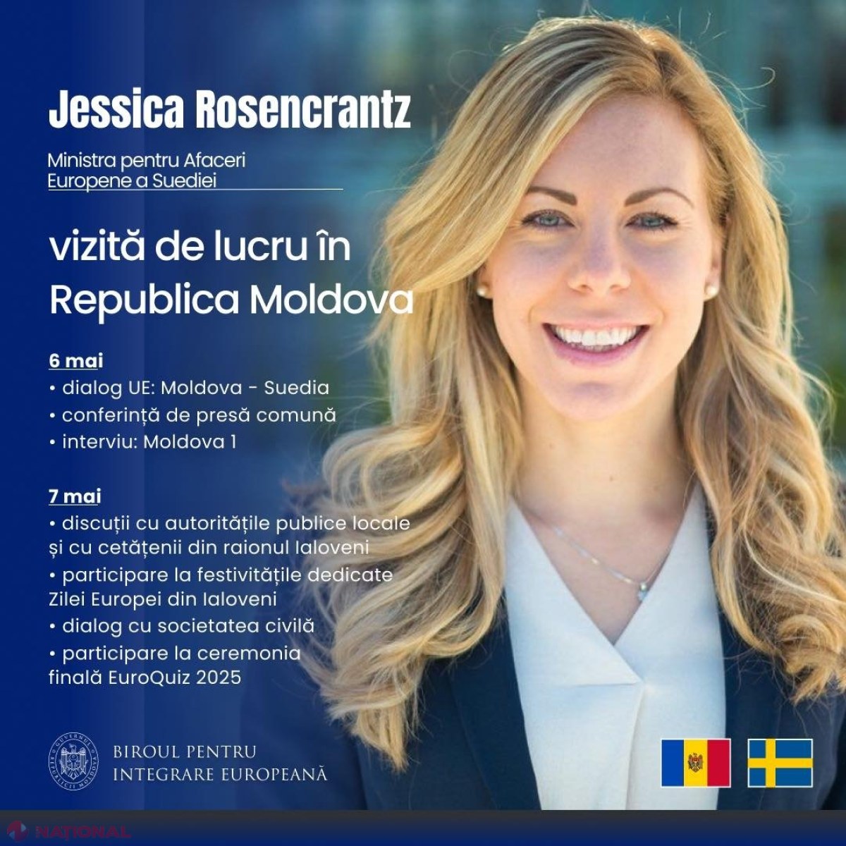 Ministra pentru Afaceri Europene a Suediei, vizită în R. Moldova pentru a participa la evenimentele dedicate Zilei Europei
