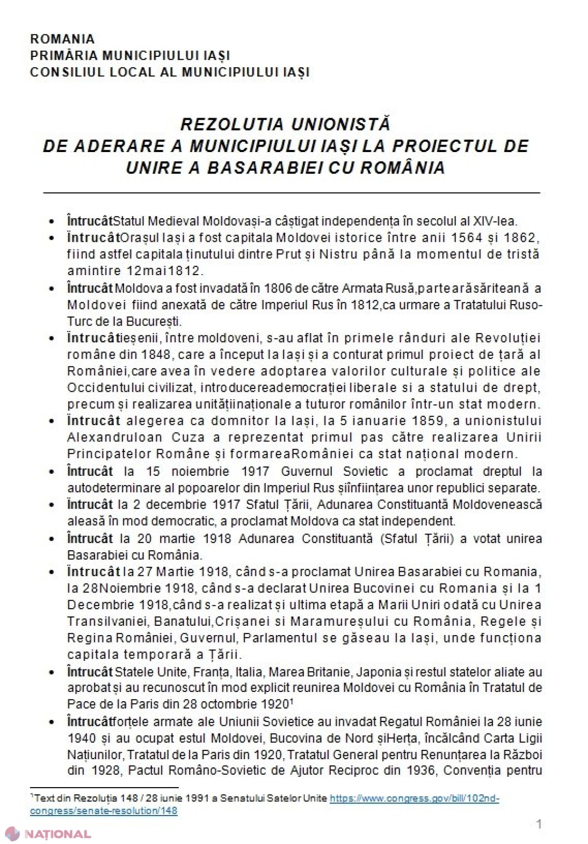 DOC // Autoritățile din Iași au adoptat un PLAN amplu de UNIRE cu R. Moldova