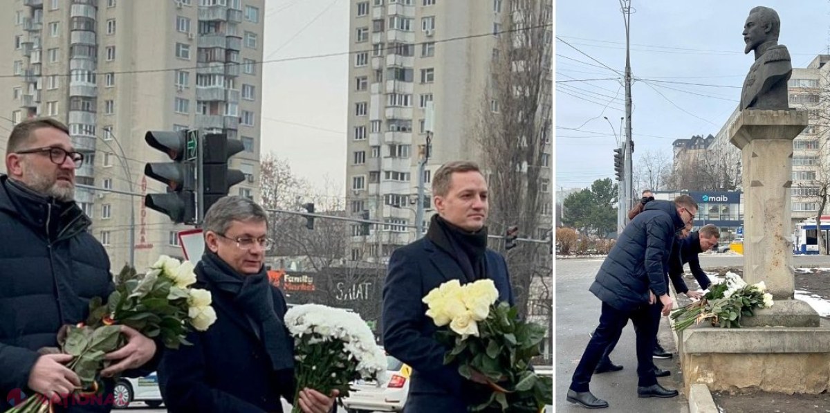 FOTO // Igor Grosu, Adrian Dupu și Cristian-Leon Țurcanu, OMAGIU pentru domnitorul Alexandru Ioan Cuza, la 165 de ani de la Unirea Principatelor Române