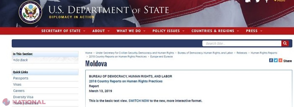 Raport al Departamentului de Stat al SUA: În R. Moldova există tortură în închisori, arestări arbitrare și justiție selectivă. Andrian Candu: „De la an la an, situația este mai bună”