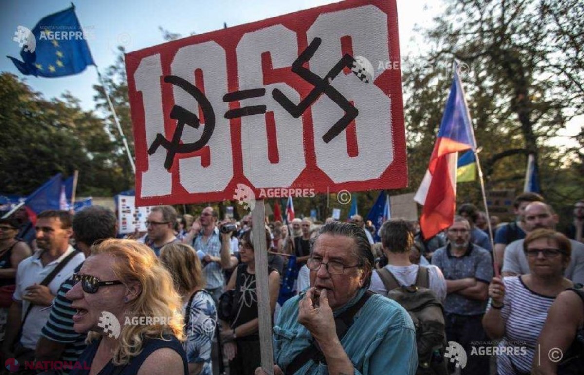 La 50 de ani de la înăbuşirea „Primăverii de la Praga”, cehii au manifestat în faţa Ambasadei Rusiei