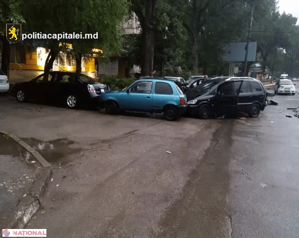 Ar fi urcat băut la volanul „Toyotei” și a făcut PRAF șase mașini în această dimineață. Accident pe str. Calea Ieșilor