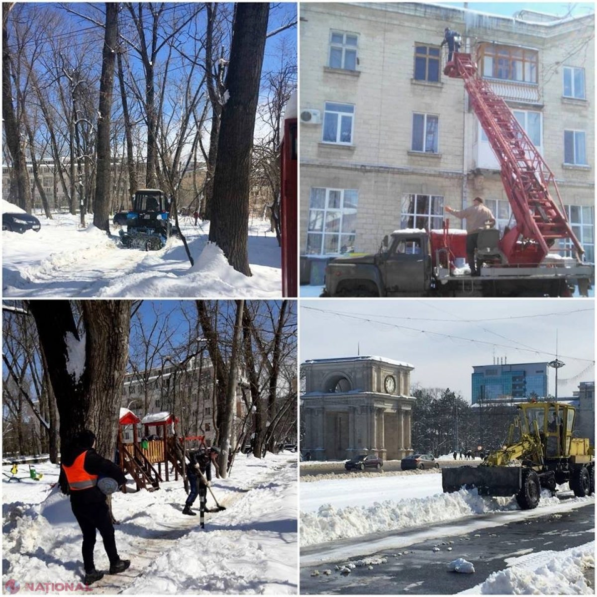 FOTO // Piața Marii Adunări Naționale este curățată de zăpadă înaintea Marii Adunări Centenare