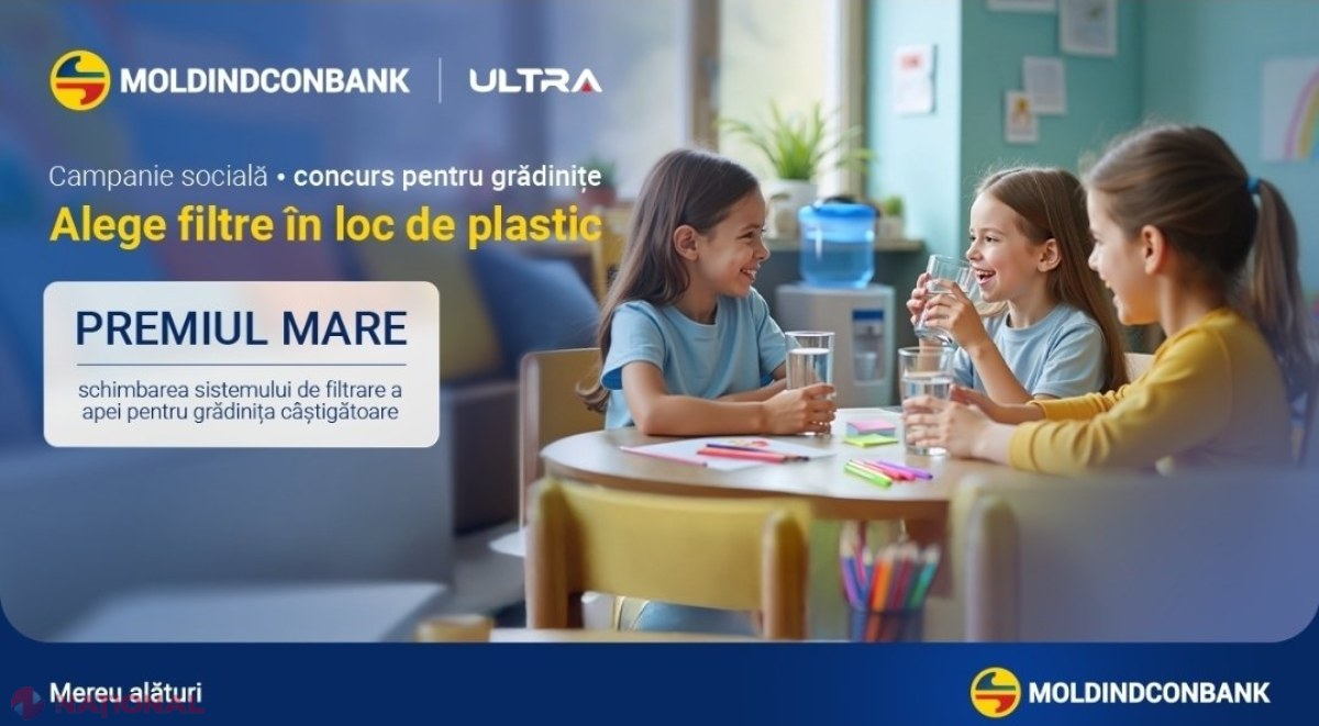 Grădinițe din toată țara pot participa la concursul Moldindconbank și ULTRA „Alege filtre în loc de plastic”