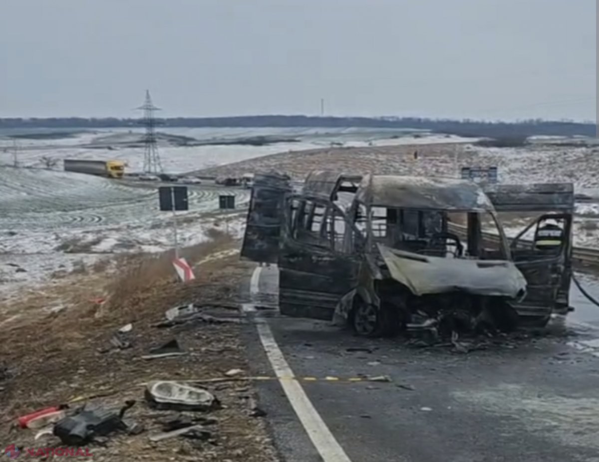 Accident între Sculeni și Iași, cu implicarea unui microbuz din R. Moldova, care a luat foc: Cum se simt pasagerii
