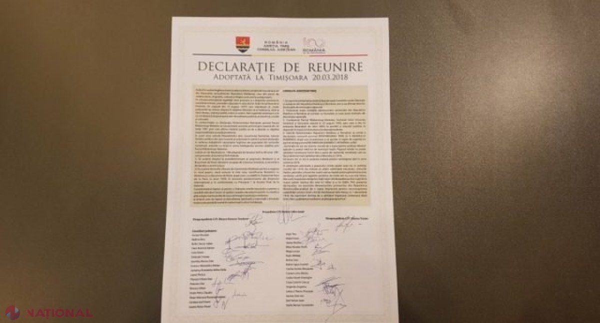 Consilierii județeni din Timiș au adoptat DECLARAȚIA DE REUNIRE. Ce solicită parlamentelor din România și R. Moldova