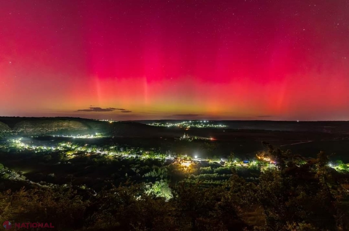FOTO // „Aurora boreală” pe cerul R. Moldova. Explicațiile specialiștilor despre fenomenul rar, care nu a mai avut loc în ultimii 20 de ani