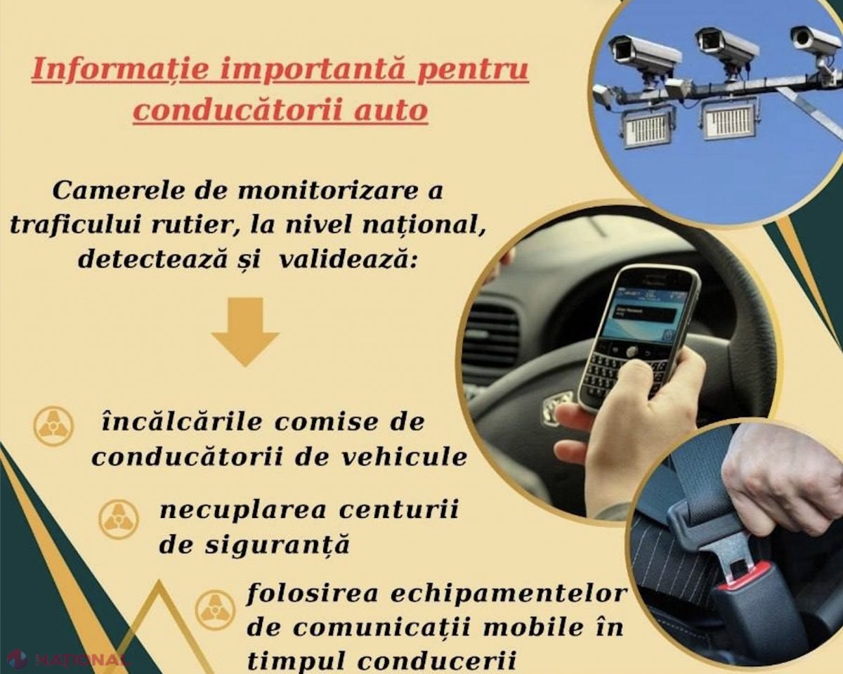 Atenție, șoferi! Camerele de monitorizare a traficului vor fixa de astăzi și abaterile ce vizează necuplarea centurii de siguranță, dar și folosirea telefonului la volan