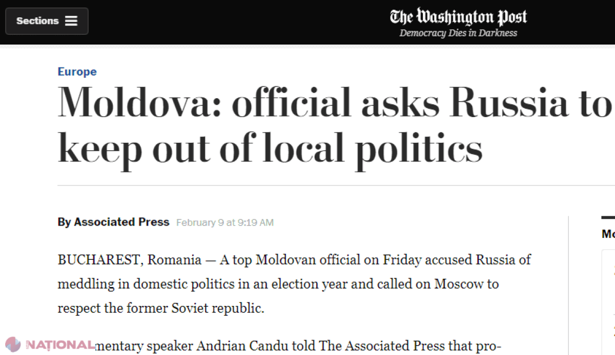 Ce scrie The Washington Post despre Declarația Parlamentului de la Chișinău privind CONDAMNAREA acțiunilor Rusiei împotriva R. Moldova