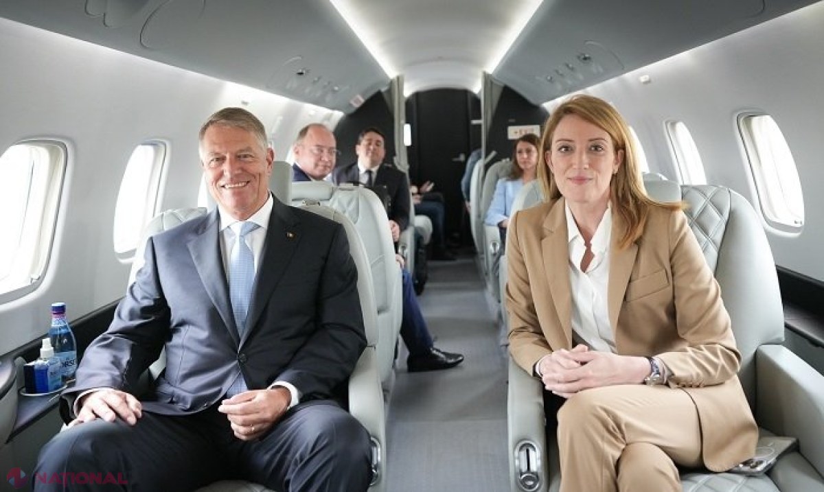 Klaus Iohannis și Roberta Metsola au călătorit împreună de la București spre Chișinău pentru a participa la summitul Comunității Politice Europene: „R. Moldova nu este singură”
