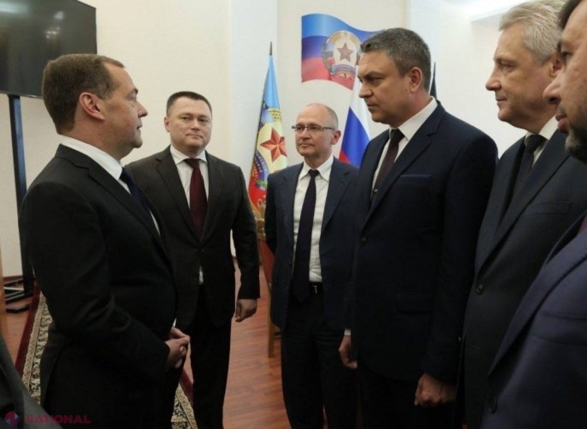 Putin a trimis o delegație condusă de Dmitri Medvedev în regiunea ocupată Lugansk. Misiunea oficialilor ruși de rang înalt