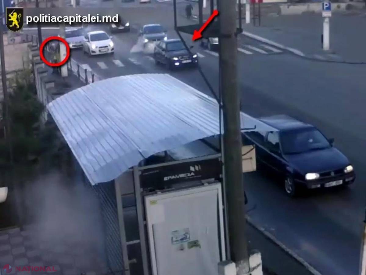 VIDEO // Momentul în care o tânără este LOVITĂ de un automobil în sectorul Buiucani, iar șoferul FUGE de la fața locului