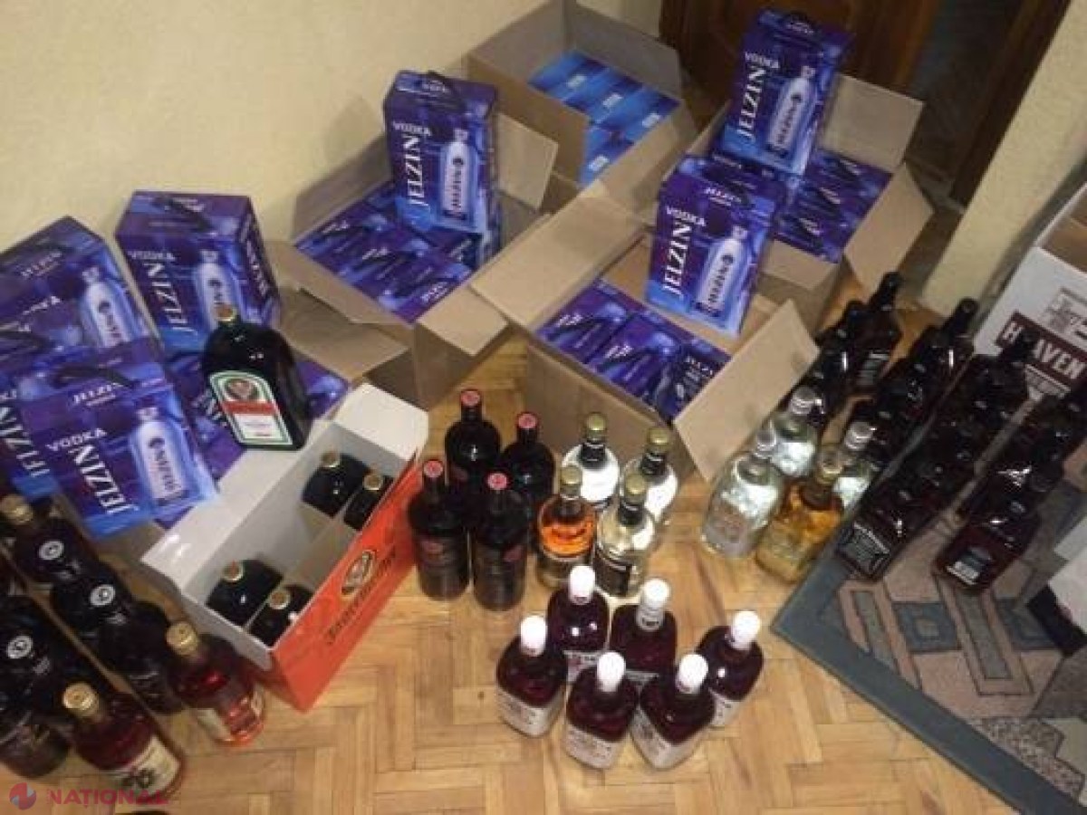 „Jack Daniels”, „Jim Beam”, „Finlandia”, „made in Moldova”. Patru bărbați din capitală, săltați de polițiști
