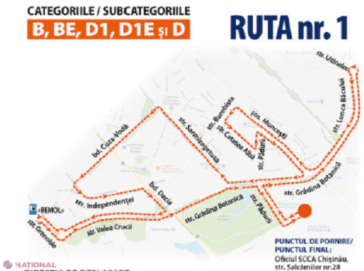 IMPORTANT! Rutele pentru examinarea viitorilor șoferi la Bălți și Chișinău au fost MODIFICATE