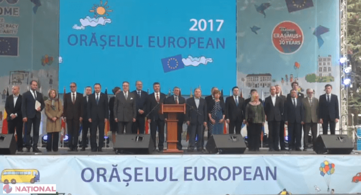 VIDEO // Ziua Europei, sărbătorită în Centrul Chișinăului: Chirtoacă aplaudat, Ceban - șuierat