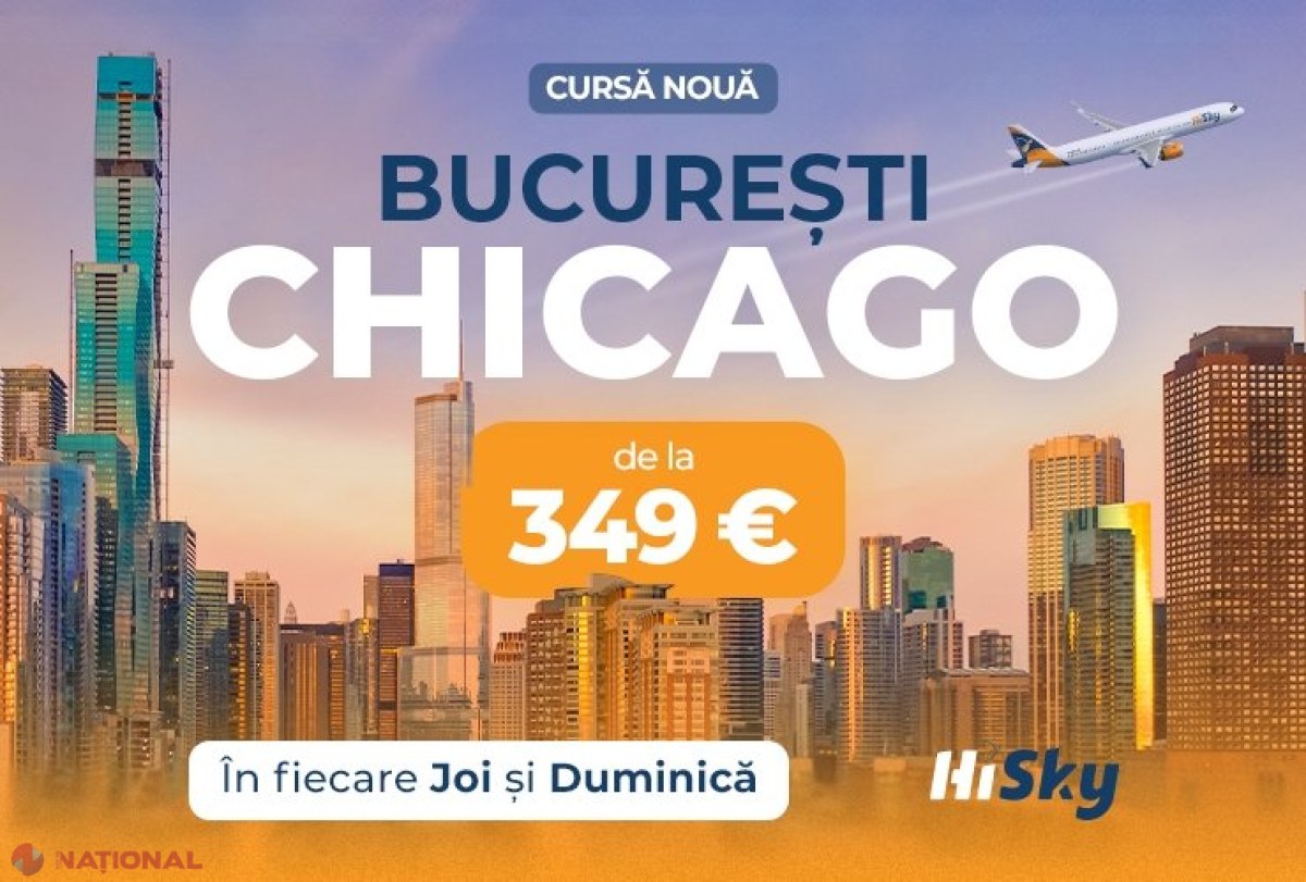 Cursă NOUĂ // HiSky lansează încă o rută transatlantică. Zbor direct către Chicago, din iunie 2026: „Comunitatea de moldoveni și români din Chicago este una dintre cele mai numeroase și mai bine consolidate din SUA”