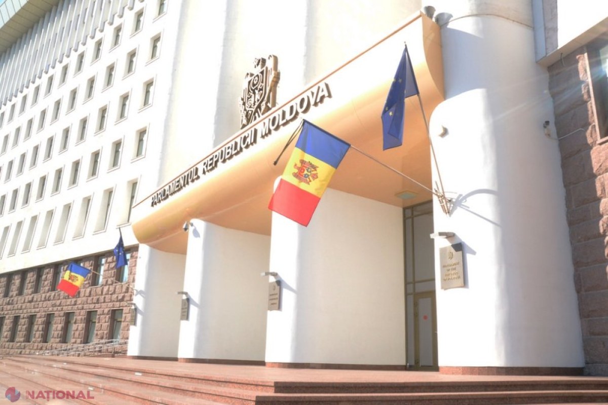 Drapele, legate cu panglică de DOLIU, la Parlament