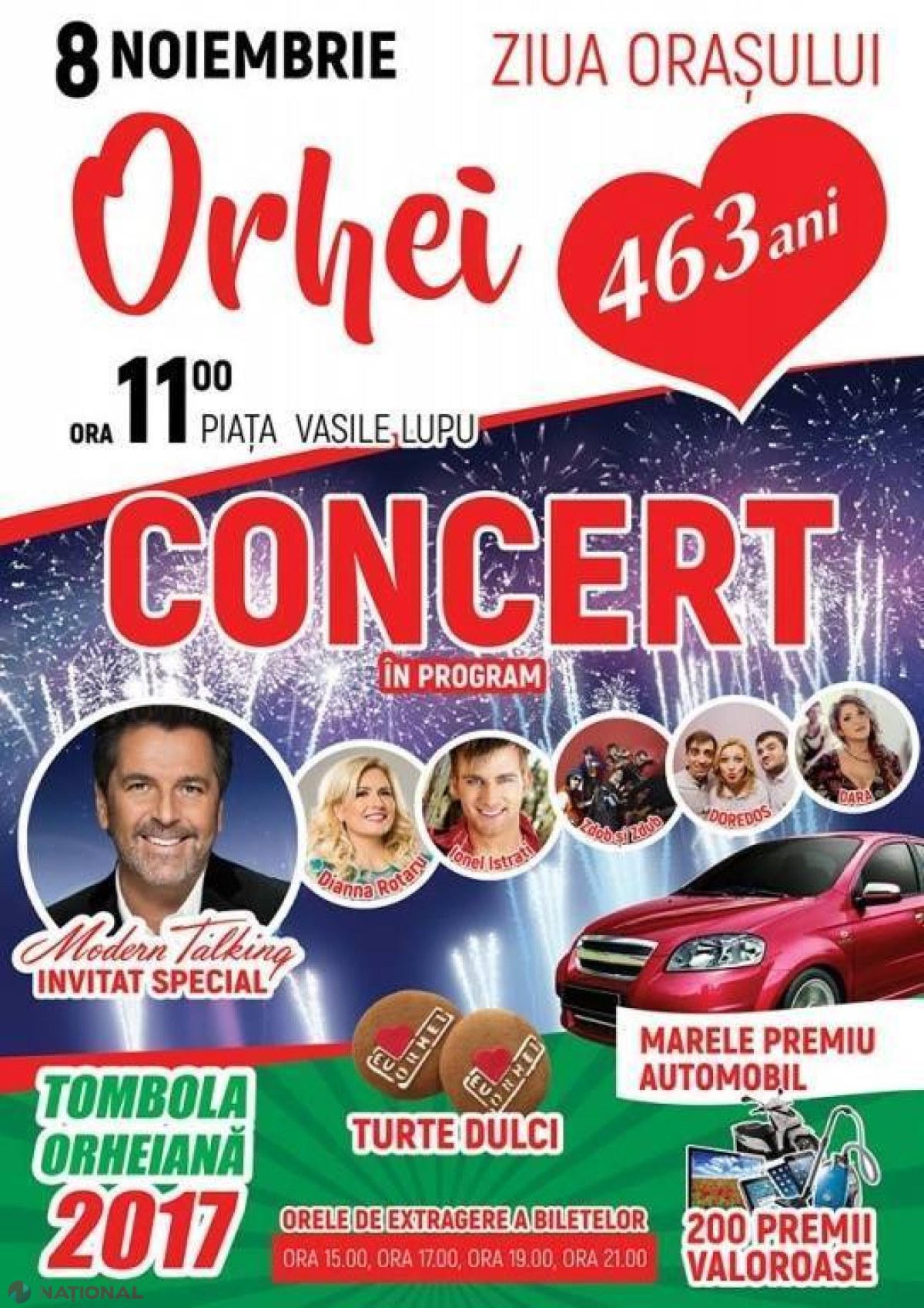Celebra trupă „Modern Talking” va urca în scenă de Hramul orașului Orhei. Va fi organizată și o TOMBOLĂ cu 200 de premii, inclusiv un AUTOMOBIL
