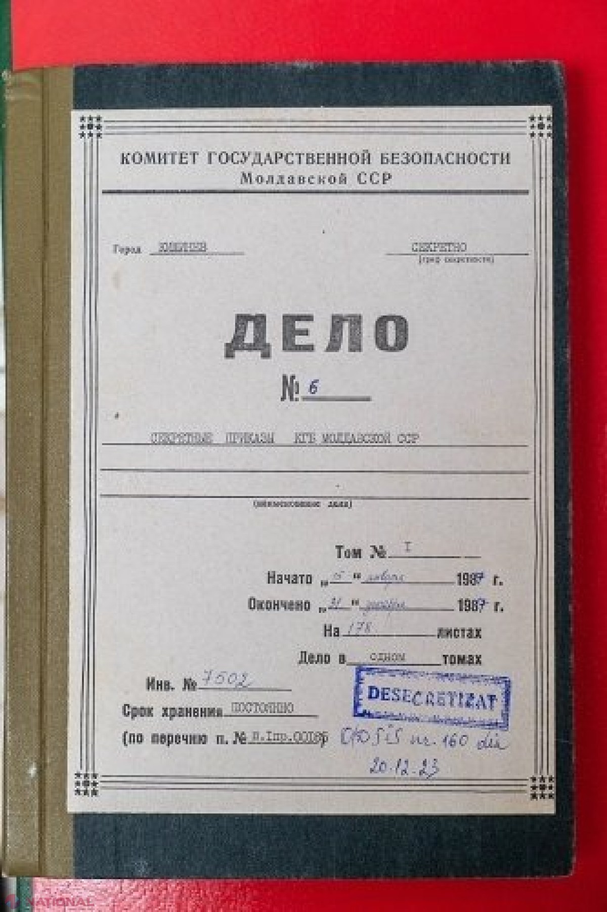 FOTO // Alte 2 534 de DOSARE din arhiva SIS au fost DESECRETIZATE. Ce conțin documentele transmise Agenției Naționale a Arhivelor