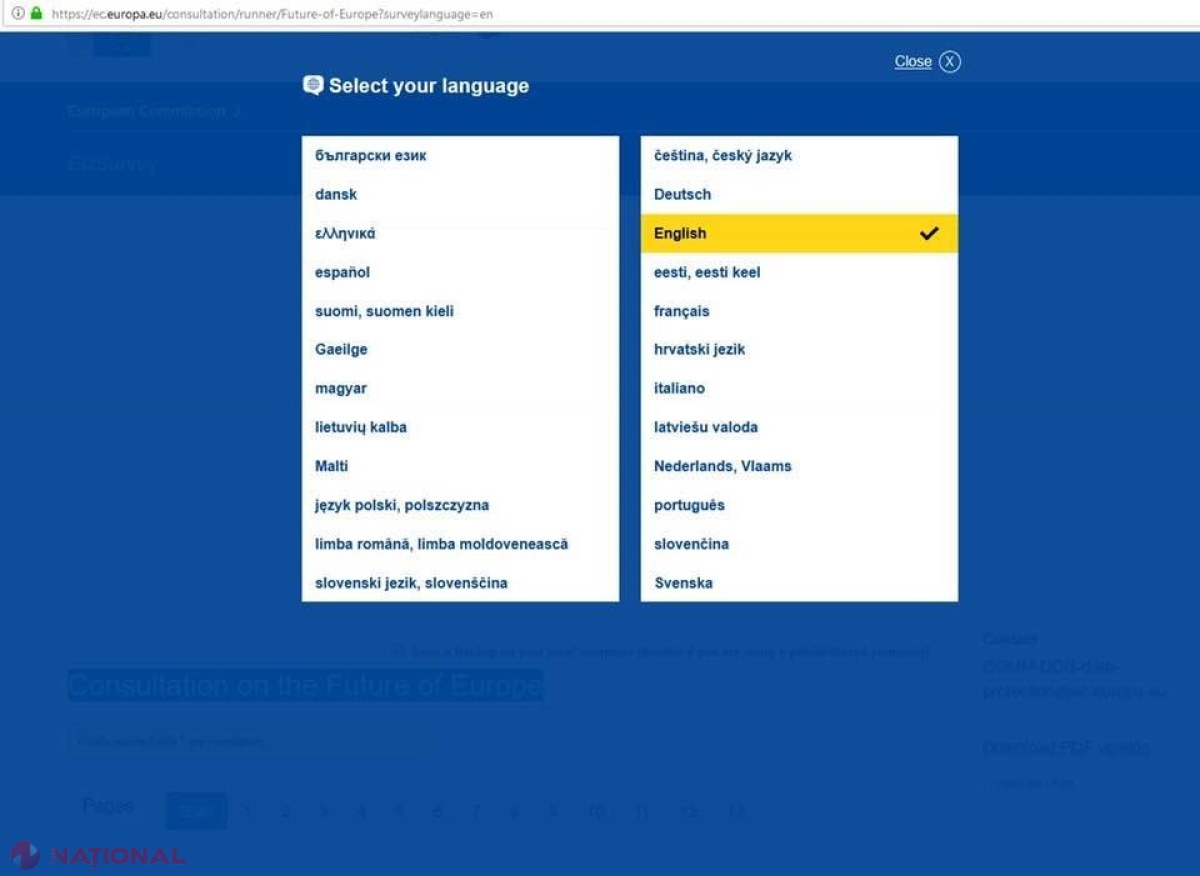 Limba „moldovenească” ar putea să DISPARĂ de pe site-ul Comisiei Europene: Referință la decizia CC din decembrie 2013