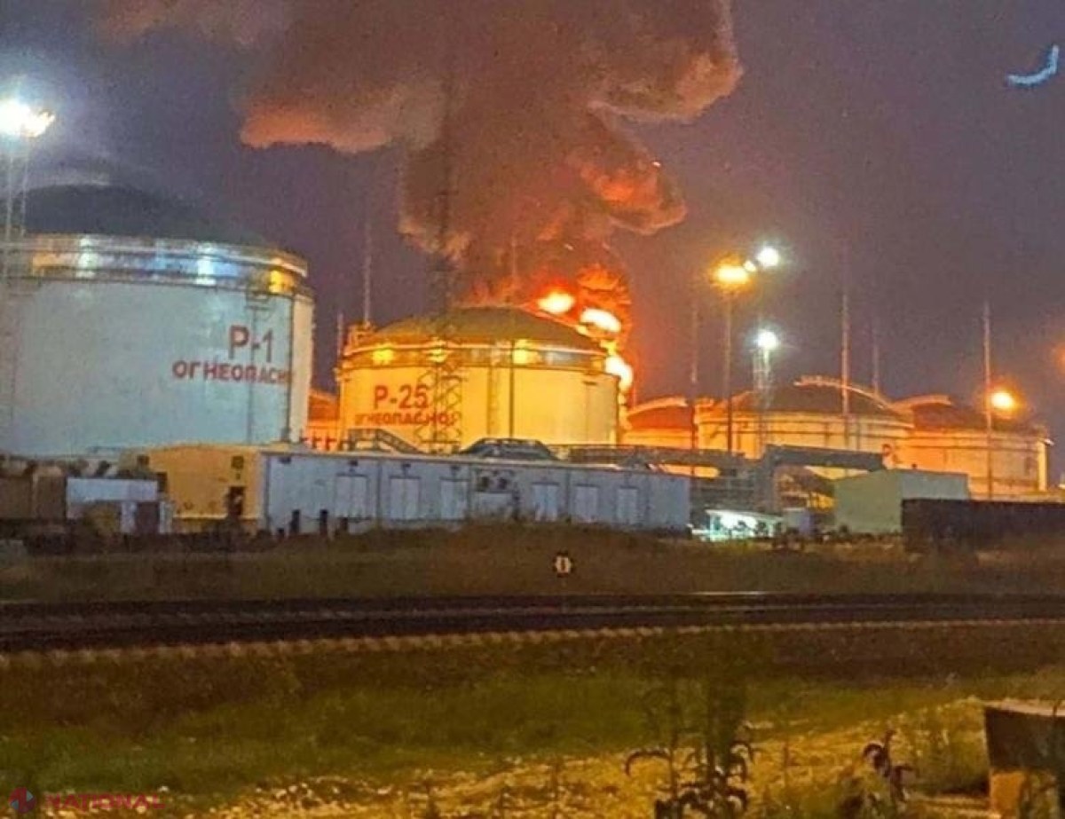 VIDEO // Un nou incendiu puternic lângă Crimeea. Un depozit de carburant a luat foc
