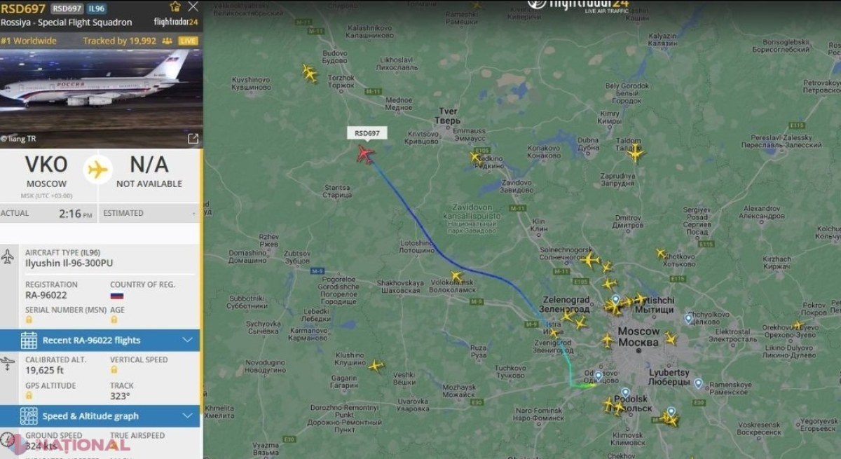 UPDATE // Putin ar fi părasit Moscova cu avionul prezidențial, în contextul războiului civil din Rusia. Medvedev a fost evacuat cu familia 