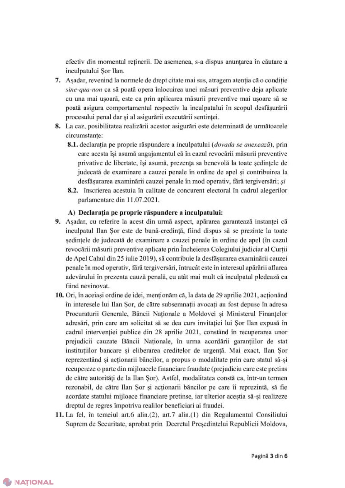 DOC // Șor cere să-i fie ANULAT mandatul de arest pe 7 iulie, pentru ca pe 8 iulie să se întâlnească cu alegătorii săi: „Pe 8 iulie, la ora 8:00, o să mă prezint la Procuratură pentru a depune depoziții, după care o să merg la alegători”