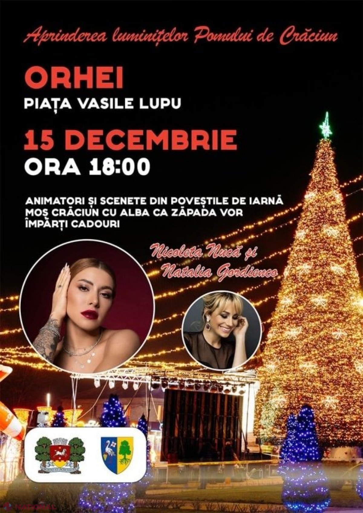 VIDEO // Orașul Orhei dă startul sărbătorilor de iarnă cu un CONCERT. Va fi inaugurat BRADUL de Crăciun, care măsoară 22 de metri