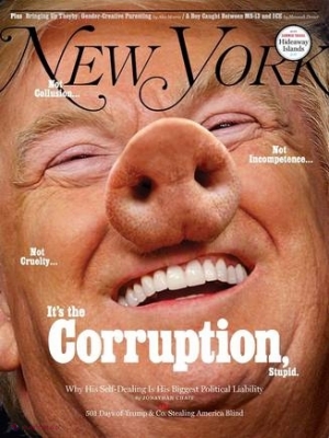 New York Magazine // Trump, înfățișat ca un porc: „Este corupție, prostule!”