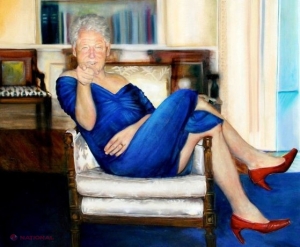 Un tablou bizar cu fostul preşedinte Bill Clinton în rochie, găsit în casa miliardarului care s-a sinucis în închisoare