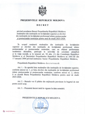 15 tineri excepționali din Moldova, recompensați cu Bursa Prezidențială de către Maia Sandu