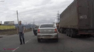 VIDEO // Rusia: A vrut să facă pe NEBUNUL în trafic, dar a primit o lecţie de la şoferul unui Logan