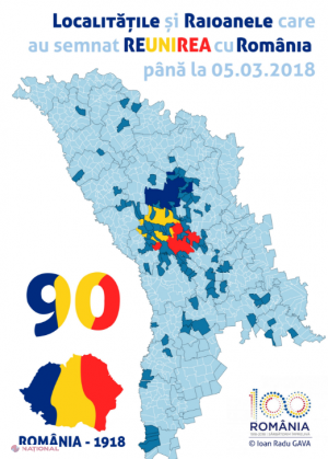 Peste 90 de primării din R. Moldova cer Unirea cu România!