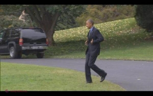 FOTO // Barack Obama tocmai ieșise din casă când a luat-o la fugă înapoi. Care a fost motivul