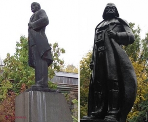 O statuie a lui Lenin a fost TRANSFORMATĂ într-un personaj malefic