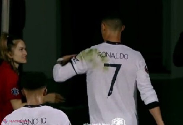 VIDEO // Cristiano Ronaldo, NERVOS după ce o doctoriță de la Chișinău a încercat să-l „agațe”. FC Sheriff a pierdut partida cu United, iar starul portughez a marcat la Chișinău primul său gol în Europa League