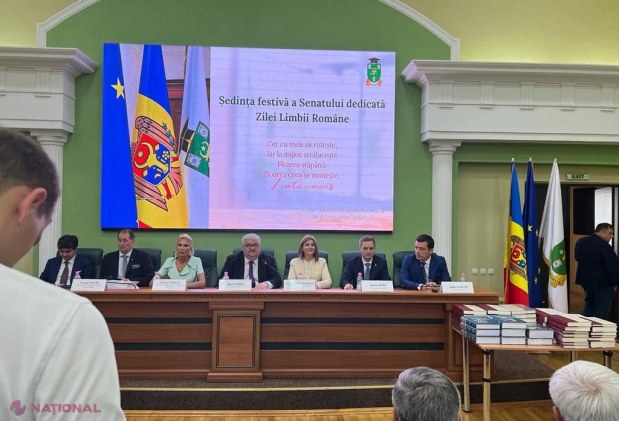 Adrian Dupu, în cadrul unei ședințe festive la USM: „Marcăm 34 de ani de la momentul în care mulțimea adunată în PMAN a cerut, după decenii de rusificare forțată, declararea limbii române ca limbă de stat pe teritoriul R. Moldova”