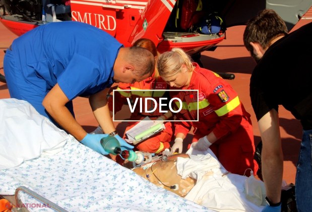 VIDEO // ACCIDENT de muncă la Sângerei: Un bărbat care a căzut de la înălțime, preluat de un elicopter SMURD și adus la Chișinău