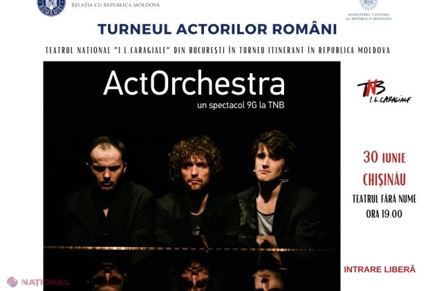 VIDEO // Un nou proiect cultural de amploare organizat de DRRM. „ActOrchestra”, piesa Teatrului Național „I.L. Caragiale” din București, ajunge în trei orașe din R. Moldova. Intrarea la spectacole este GRATUITĂ