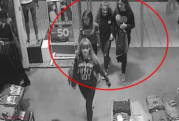 FOTO, VIDEO // Recunoașteți aceste patru tinere din imagini? Sunt suspectate că au FURAT haine dintr-un centru comercial din Chișinău