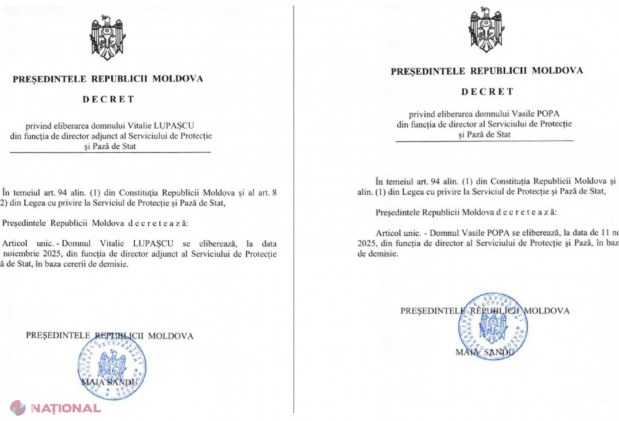 DOC // Conducerea Serviciului de Protecție și Pază de Stat, DEMISĂ de președinta Maia Sandu