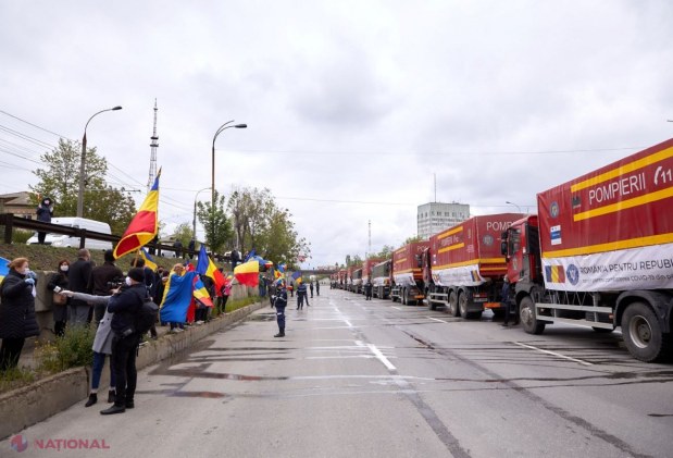 FOTO, VIDEO // IMAGINI cu DRONA: Ce era în cele 20 de CAMIOANE trimise de către România în R. Moldova
