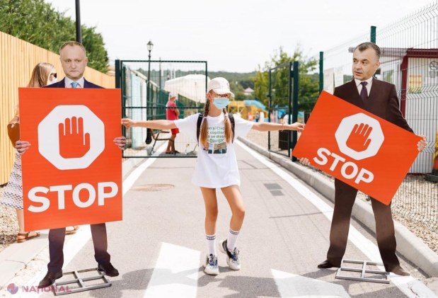 FOTO // Flashmob inedit la „OrheiLand”: Dodon și Chicu, în rol de „PAZNICI” la intrarea în parcul de distracții: „Este rușinos că regimul Dodon, prin intermediul poliției, amenință și luptă cu proprii cetățeni”