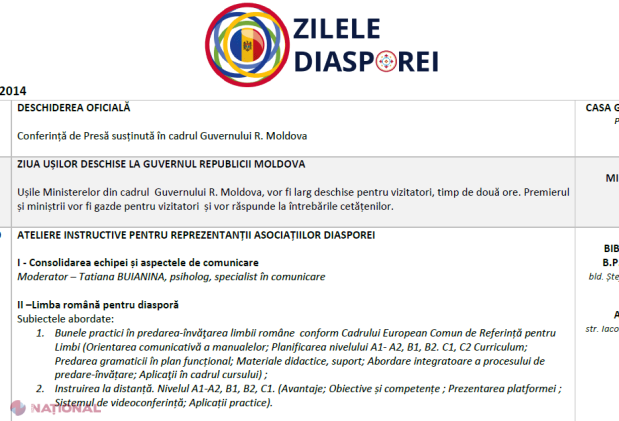 „Zilele Diasporei” în R. Moldova: Discuții cu miniștrii, ateliere și concerte