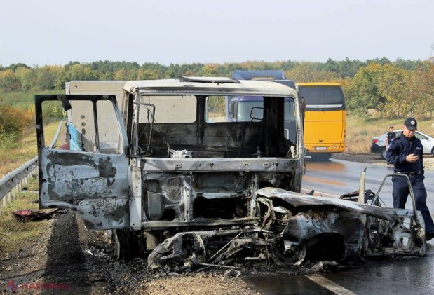 INCENDIU la Cahul. Cabina unui camion, cuprinsă de flăcări