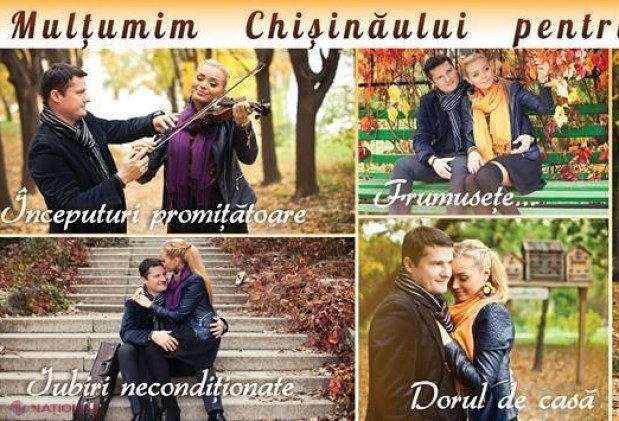 FOTO // Mesaj de felicitare plin de romantism de la Cornelia și Marcel Ștefăneț pentru Chișinău