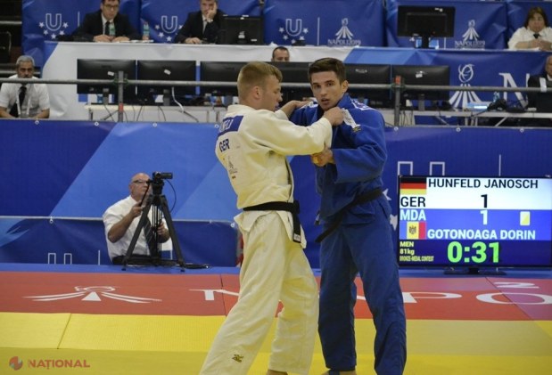 FOTO // Prima MEDALIE pentru R. Moldova la Universiada Mondială 2019. Victorie în 7 SECUNDE pentru Dorin Coțonoagă