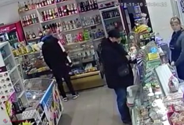 VIDEO // Bălți: A intrat în magazin cu o sticlă spartă în mână și amenința vânzătoarele. Noroc de un polițist-cumpărător, care l-a IMOBILIZAT 